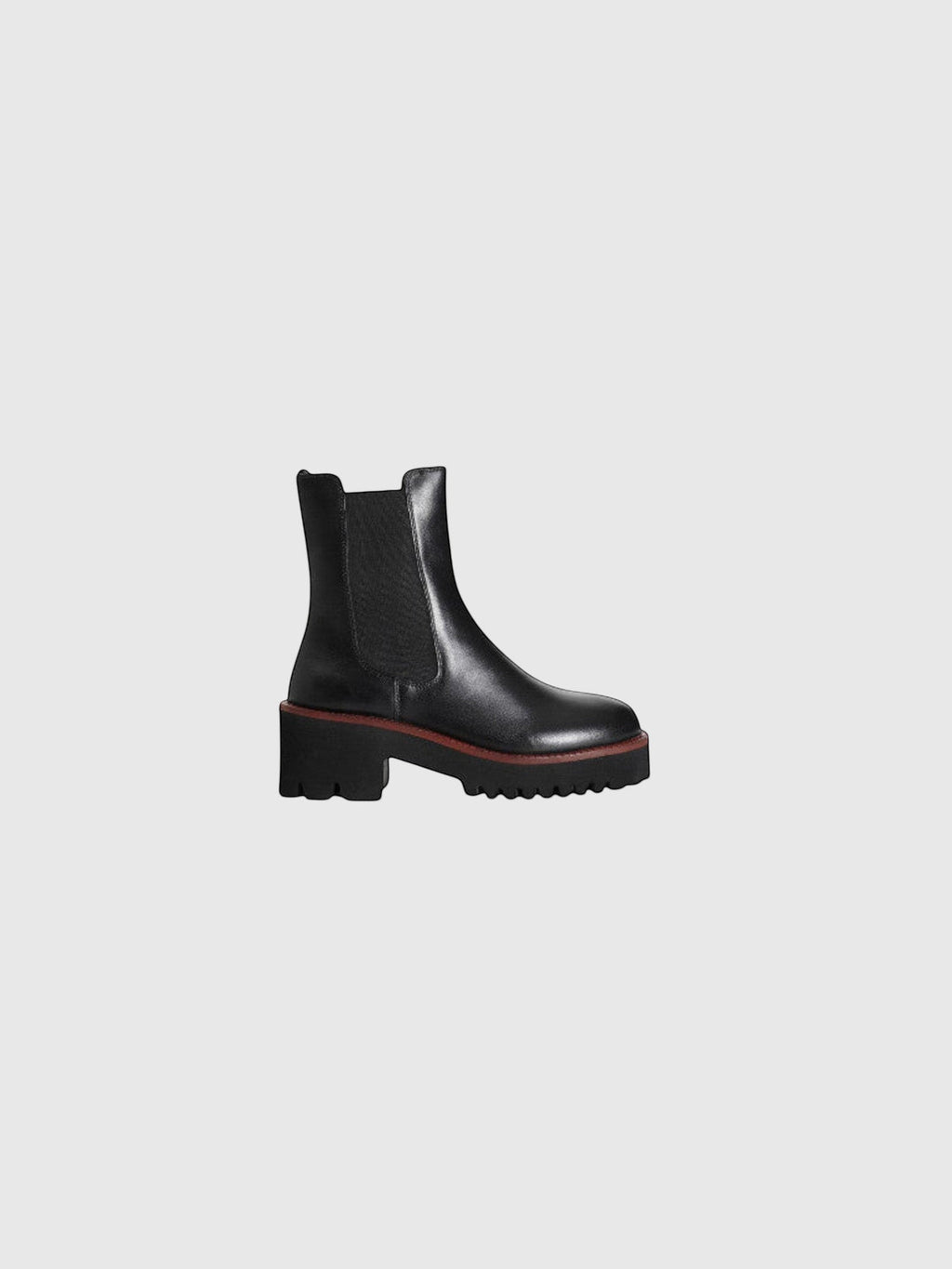 Bottines Chelsea Clueless Paris en cuir noir avec semelle épaisse crantée et empiècements élastiques latéraux