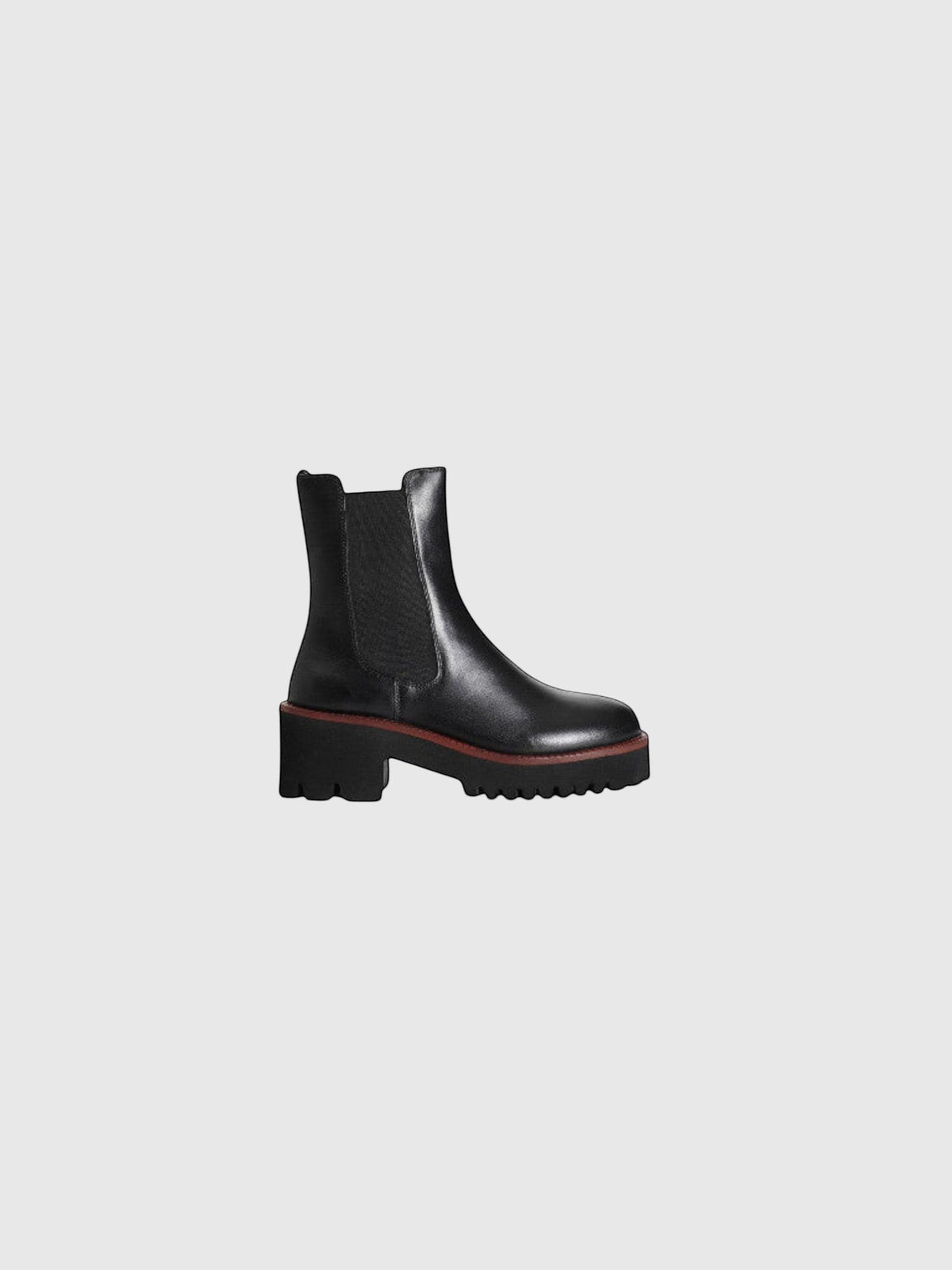 Bottines Chelsea Clueless Paris en cuir noir avec semelle épaisse crantée et empiècements élastiques latéraux